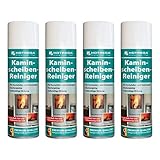 HOTREGA Kaminscheibenreiniger 4x 300ml | Selbsttägiger Kaminglasreiniger | Löst Ruß, Rauchharz & Fett selbsttätig und rückstandsfrei