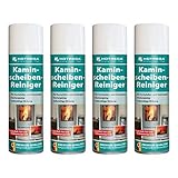 HOTREGA Kaminscheiben Reiniger, Hochleistungs-Aktivschaum-Reiniger für Glas, Kunststoffe, Metalle – Effektive Entfernung von Ruß, Fett, Öl – 4x 300ml