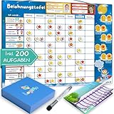 LogiMe® Belohnungstafel für Kinder inkl. 200 AUFGABEN - XL Aufgabenplaner magnetisch- Montessori Belohnungssystem Wochenplaner ab 3 4 5 6 7 8 Jahre magnetische Sternchenplan ADHS Magnettafel Belohnung