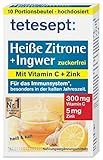 tetesept Heiße Zitrone mit Ingwer – Instant Pulver zuckerfrei mit Zink & Vitamin C - Abwehrkräfte und Immunsystem unterstützen – 1 Packung à 10 Beutel