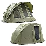 Lucx Bobcat Bivvy Angelzelt für 1-2 Mann - wasserdichtes Karpfenzelt mit Überwurf (Winterskin), herausnehmbarer Bodenplane & 10.000 mm Wassersäule