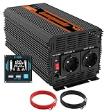 EDECOA Wechselrichter 3000w 12v 230v Spannungswandler mit Neuer Fernbedienung 2X USB und Bildschirm LCD für Sonnenkollektor KFZ Wohnmobi