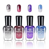 4er Set Farbwechsel Nagellack – Temperaturgesteuerter Nagellack mit Farbtemperaturregelung, langanhaltend und schnelltrocknend, Color Change Nail polish für Nageldesign, ohne UV-Lampe (Multifarbene D)