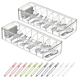 2 Stück Kabel Organizer Box Kabel Aufbewahrungsbox 8 Fächer, Cable Management Box mit 24 Kabelbindern, Transparenter Kabel Aufbewahrungsbox für Schreibtisch Aufbewahrung, Büro, Heimgebrauch