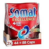 Somat Excellence 4in1 Caps (88 Caps), schnellauflösende Spülmaschinentabs, Somat Caps für exzellente Reinigung & Glanz sogar im Eco-Programm & bei niedrigen Temperaturen