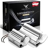 VALUXE® Premium Tubenquetscher [2 Größen] – Zahnpasta Ausdrücker aus Edelstahl – Effektive Tubenpresse – inkl. Aufhängeschlaufe – Restloses Ausdrücken garantiert