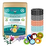 Olleeno® Mückenschutz Armband Moskito Insektenschutz Armband für Outdoor Camping Wandern Sport Anti Mückenarmband für Kinder und Erwachsene (15 Stück + 6 Mückenabwehr Aufkleber)