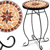 KESSER® Mosaiktisch Bistrotische Blumenhocker Rund 60 x 34 cm Metall Mosaik Beistelltisch Balkontisch Gartentische Terrassentisch Balkon Steinmosaik Garten Gartentisch Indoor Outdoor, Asteri