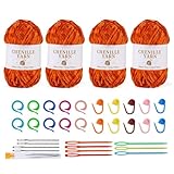 CPAOWEHF 4pcs Plüschhäkeln Garn Set Zum Häkeln Von Projekte Weiche Babydecke Mit Großer Augennadel Und Strickhersteller Häkelhaken Set