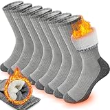 PROETRADE Merino Thermosocken Wollsocken Herren Damen Socken Wolle Dicke Wintersocken Warme Wandersocken Sportsocken Atmungsaktiv Trekkingsocken Geschenke Arbeitssocken Outdoor 4 Paar(Grau)