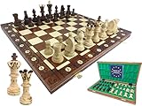 Chessebook Schachspiel AMBASADOR 52x52 cm - Hochwertiges Schachbrett aus Holz - Chess Board Set klappbar - Spielset mit Schachfiguren - Schach - Handarbeit