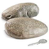 com-four® 2x Schlüsselstein 'Pebblestone' - Steinimitat mit Geheimfach - Kunstgestein für Geocaching - Schlüsselversteck in Stein-Optik - Steinattrappe - künstlicher Findling (2 Stück - flach)