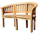 ALEOS. Teak Bananenbank Gartenbank Parkbank Sitzbank 2-Sitzer Bank 120cm Holz sehr robust COCO120