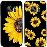 2 Stück Sonnenblumen Musterdruck Langlebig abbaubar TPU Gel Silikon Dünn Handy Hülle Schutz Case Cover Für Smartphones (Für Samsung Galaxy S7 Edge)
