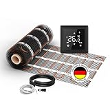 Elektrische Fußbodenheizung für Fliesen: Zweiader-Heizmatte WARMON CLASSIC 150 W/m² mit Thermostat TS 100 Serie Smart WiFi Touch, Thermostat:TS100 WiFi Schwarz, Mattengröße:10 m²