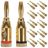 UKCOCO 12 Paar Vergoldete 4 mm Bananenstecker Lautsprecheranschluss Oxidationsbeständig Kompatibel mit Soundsystemen Stabile Audioverbindung Robustes Lautsprecherkabel