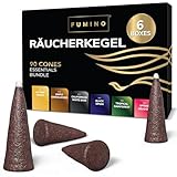 Fumino Räucherkegel-Set Essentiell Multipack - Frische Räucherkerzen mit Masala Agarbatti Joss Räucher Duft - 6 Boxen, 90 Räucherkegel - Räucherpyramiden Weihrauch für Entspannung & Meditation