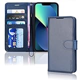 TECHGEAR hülle iPhone 14 Plus Leder klappbar, PU Leder Flip hülle Schutzhülle Ledertasche [Brieftasche] Handyhülle mit Ständer und Handschlaufe - Blau hülle Kompatible mit iPhone 14 Plus (6,7')