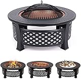 Feuerstelle für den Außenbereich, 3-in-1-Gartenfeuerstelle mit BBQ-Grillregal, multifunktionale Gartenfeuerstelle zum Heizen/BBQ, Eisgrube, Terrassenheizung, Terrassenfeu