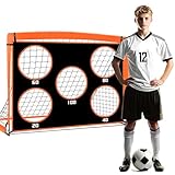2-in-1 Fußballtor Für Kinder, 120×90 cm, Faltbares Soccer Tor Mit 5 Schussloecher, 4 Bodennägeln Und Tragetasche, Ideal Für Gartenschießtraining Und Freizeitspiele, Orange