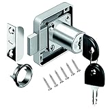 YOUTU® Schrankschloss Möbelschloß Zylinder-Möbelschloss Aufschraubschloss mit Schlüssel Set für Schubladen & Schränke | Stahl vernickelt | Dornmaß: 22mm 26mm 32mm (22mm)