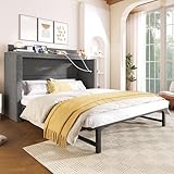 Zravenna Mobiles Schrankbett 140x200 mit Schubladen am Bettende, Multifunktionales Schrank Umbaubares Plattformbett, Ohne Matratze, Leinenstoff (B-Grau)