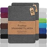 NatureMark 2er Pack FROTTEE Spannbettlaken, Spannbetttuch für kuschelig weiche Nächte, in viele Größen und Farben erhältlich | 90x190 cm - 100x200 cm - Anthrazit grau