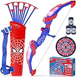 Lubolee Pfeil und Bogen Kinder Set mit LED Licht, Outdoor Spielzeug ab 3 4 5 6 7 8 9 10 11 12 Jahre Jungen, Outdoor Spiele für Kinder mit Bogen, Köcher, 10 Pfeilen, Hängeziel und 3 Schaumstoffzielen