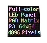 RGB Full-Color LED Matrix Panel for Raspberry Pi and Ardui, 3mm Pitch, 64×64, 4096 Individual RGB LEDs, Brightness Adjustable