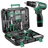 TLGREEN Werkzeugkoffer Akkuschrauber Set gefüllt 138-tlg mit 12V Akku Bohrschrauber Werkzeug-set Für Reparaturen und Wartungen, Werkzeugkiste Elektrowerkzeug Haushalt DIY (Grün)