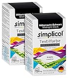 simplicol Textilfarbe expert Mitternacht-Schwarz 1718, 2er Pack: Farbe für kreatives, einfaches Färben in der Waschmaschine oder manuell