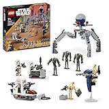 LEGO Star Wars Clone Trooper & Battle Droid Battle Pack, Spielzeug für Kinder mit baubarem Speeder Bike, Tri-Droiden-Figuren und Verteidigungsposten, Geschenk für Jungs und Mädchen ab 7 Jahren 75372