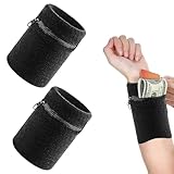 Handgelenktasche 2 Stück,Handgelenktasche Wasserdicht,Sport Handgelenk Brieftaschen,Schweißband Handgelenk,Handgelenktasche für Damen Herren,Sport Schweißband Wristbands Mit Reißverschlusstasche