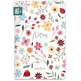 paper&you® Notizheft A6+ dotted 'Wild Flower' mit 64 Seiten, Notizbuch klein, Mini Bullet Journal - nachhaltig & klimafreundlich
