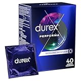 Durex Performa Kondome – Aktverlängernde Kondome mit 5% benzocainhaltigem Gel & mit Easy-On-Form – 40er Pack (1 x 40 Stück)