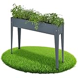tectake® Hochbeet Metall, Blumenkasten Balkon und Garten, als Frühbeet, zur Anzucht, als Mini Gewächshaus, als Kräuterbeet, Gemüsebeet, Blumenbank mit Ablauföffnung, Blumentopf mit Füßen - anthrazit