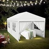 Alpstorm Pavillon Wasserdicht 3x6m Gartenzelt mit 4 Seitenwänden und Fenstern, 2 Seitenwand, robust aus Stahl und PE-Plane, ideal für Camping, Feste, Empfänge, Märkte, Weiß