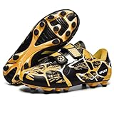 AQTDUAJ Fussballschuhe Jungen Fußballschuhe Mädchen Turnschuhe Kinder Outdoor rutschfest Atmungsaktive Soccer Trainingsschuhe Unisex Soccer Schuhe Low Top Schwarz Gelb 30