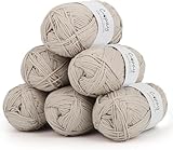 Coopay Häkelgarn, 100% Baumwolle Strickgarn, 6x50g Weiches Baumwollgarn zum Häkeln und Stricken, Handstrickgarne Kit zur Herstellung von Pullovern, Socken, Decken - Beige