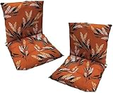 Gartenstuhlauflagen Niedriglehner, 2 Stück Stuhlkissen mit Rückenteil Sitz, Rückenkissen mit Bänder, Stuhlauflagen für Niederlehner Gartenstuhl, Polster für Gartenmöbel für Stühle/Bänke in Haus