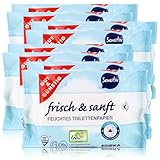 Gut & Günstig 8 Pack (560 Blatt) feuchtes Toilettenpapier 8er Pack Sensitiv mit Aloe Vera