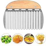 Rpanle Wellenschneider aus Edelstahl, Wellenmesser Kartoffelschneider für Kartoffeln, Crinkle, Pommes Frites und Obst, Gemüse-Klinge mit gewelltem Rand für Gemüse, Kartoffeln, Zwiebeln