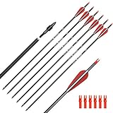 Elong 6 Stück Pfeile 28 Zoll Carbonpfeile Bogenpfeile Jagdpfeile für Bogen Recurvebogen Langbogen und Traditionellen Bogen Outdoor Zielschießen