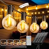 Solar Lichterkette Aussen, 17.1M/56.1FT LED Solarlichterkette Außen Wetterfest 8 Modi, 24+1 G40 lichterketten, 3200 mAH Akku IP44 Wasserdicht Solar Lichterkette Outdoor für Balkon Garten Camping Party