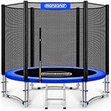 MONZANA® Trampolin Ø 244 cm TÜV Rheinland GS Zertifiziert Komplettset inkl. Sicherheitsnetz Leiter Randabdeckung & Zubehör Kindertrampolin Gartentrampolin