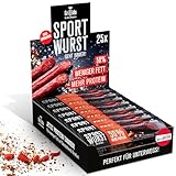 Grillido 25x Low Fat Sport Wurst Rind & Chili 500g mit 42% mehr Protein - Snack Salami, Beef jerky, Wurstpaket, Würstchen, Trockenfleisch, Trockenfleisch für Menschen, Salami Sticks, Mini Salami