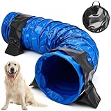 Briwooody 61 cm PVC Hund Agility Tunnel mit Sandsäcken, 3 m Hunde Agility-Trainingsgeräte Tunnel mit 2 Pack Sandsäcken, Tragetasche und 4 Erdspikes für alle mittleren und großen Hunde