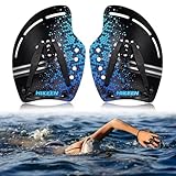 Schwimmhandpaddel Profi Gebogene Schwimmpaddel mit Hydrodynamisches Design & Verstellbare Silikonriemen für Effektives Oberkörper-Krafttraining, Blau