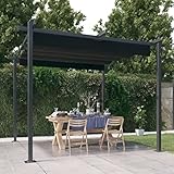 Events Pavillon mit Einziehbares Dach, Sonnenschutz, Pergola für Partys, Treffen, Grillabende, Campingplätze, Wasser- und UV-beständig, 300 x 300 x 220 cm, Einfache Montage, Stoff + Stahl
