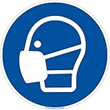 Signalétique.biz France – Sicherheitsschild „Maskenpflicht“ – Aluminium 2 mm – Ø 450 mm – PSA Pflichtzeichen für Industrie und öffentliche Bereiche